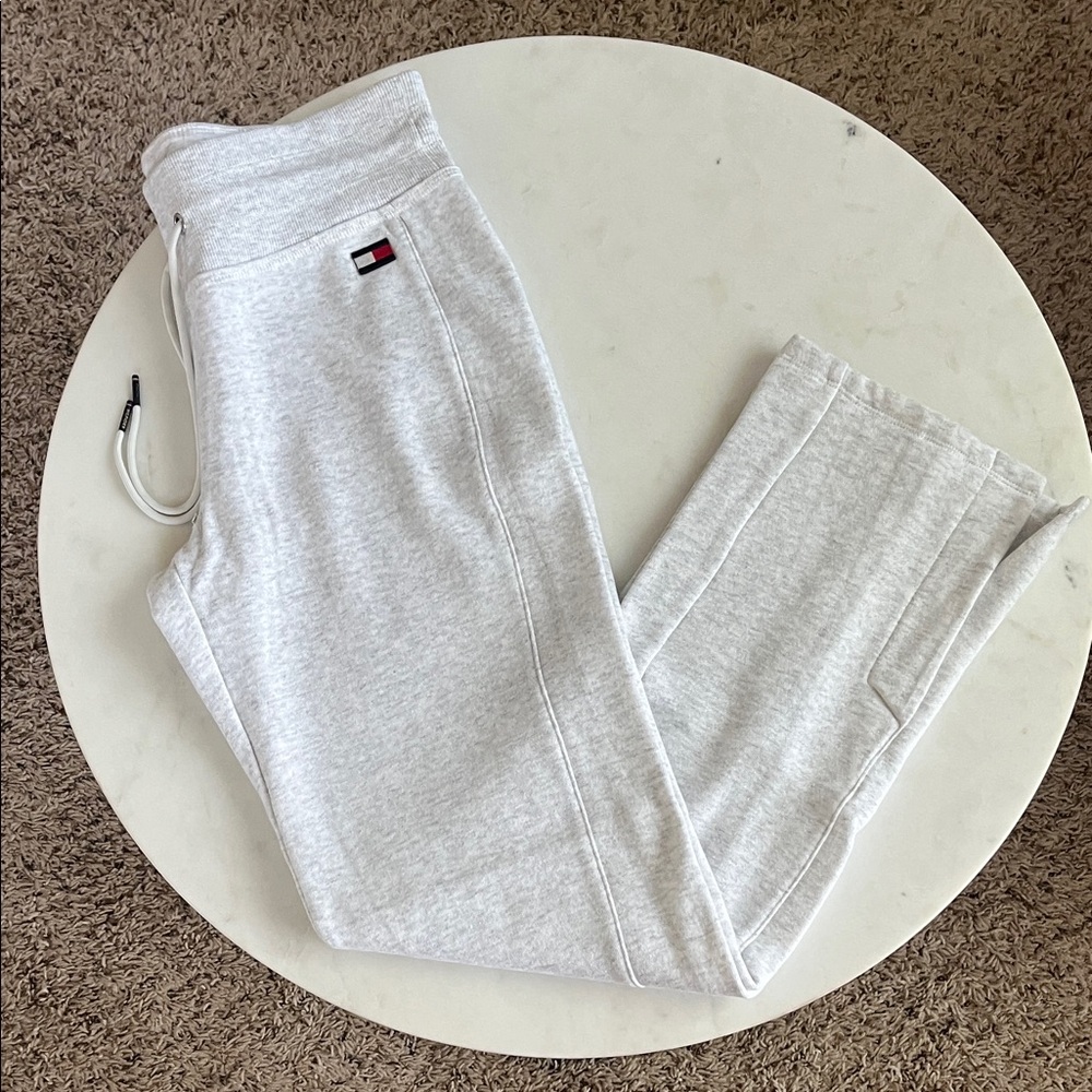 Tommy Hilfiger Sport Sweatpants Small Heathered Gray Split Leg Drawstrings